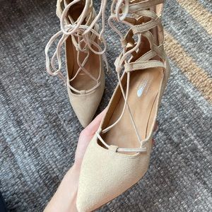 Jeffrey Campbell Nude Suede Lace-Up Heel